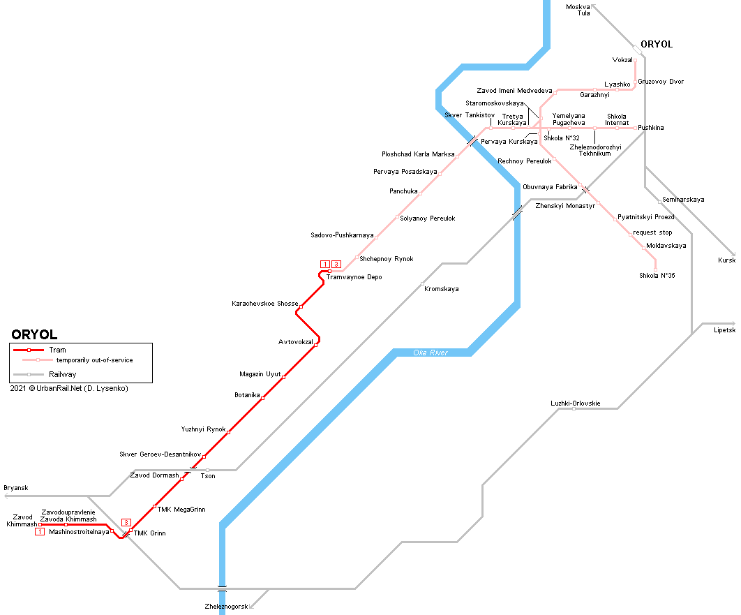 Oryol Orel tram map