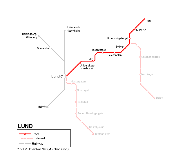 Lund tram map