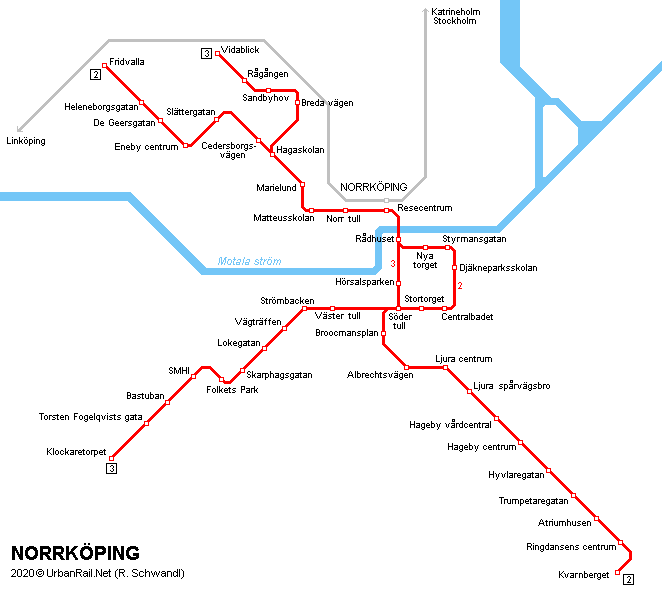 Norrköping Tram Map