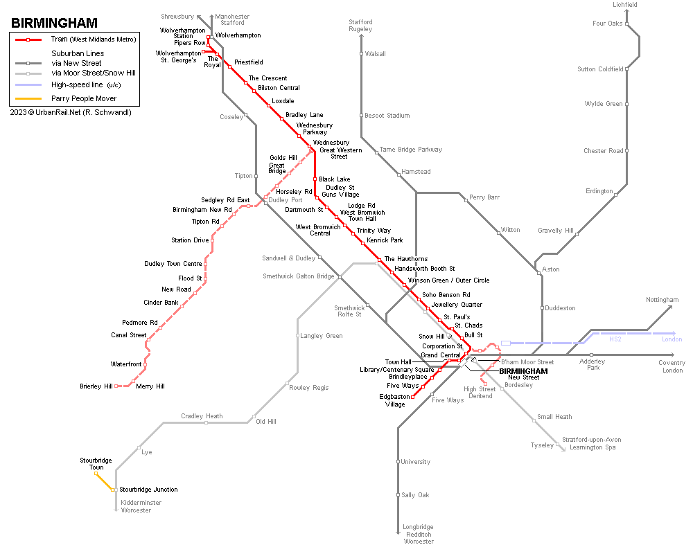 Birmingham tram map